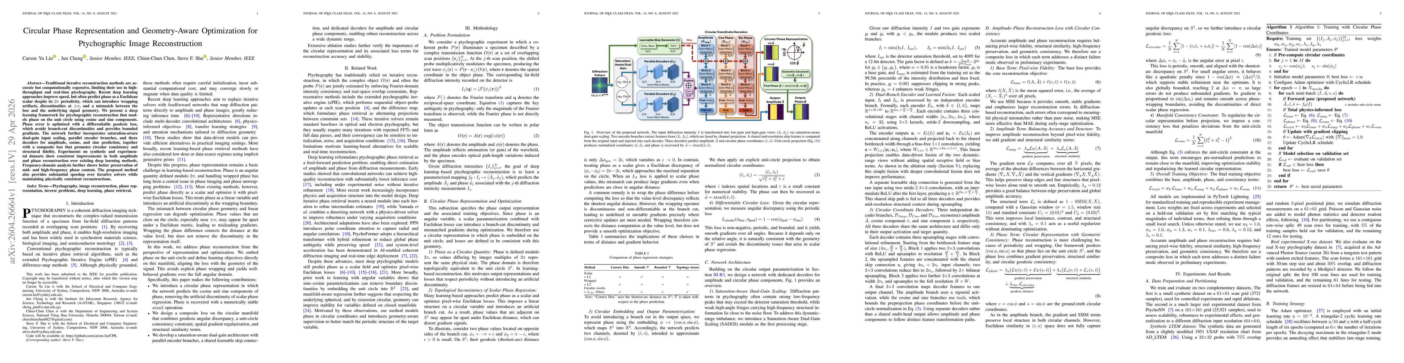 Thumbnail for Circular Phase Representation and Geometry-Aware Optimization for Ptychographic Image Reconstruction