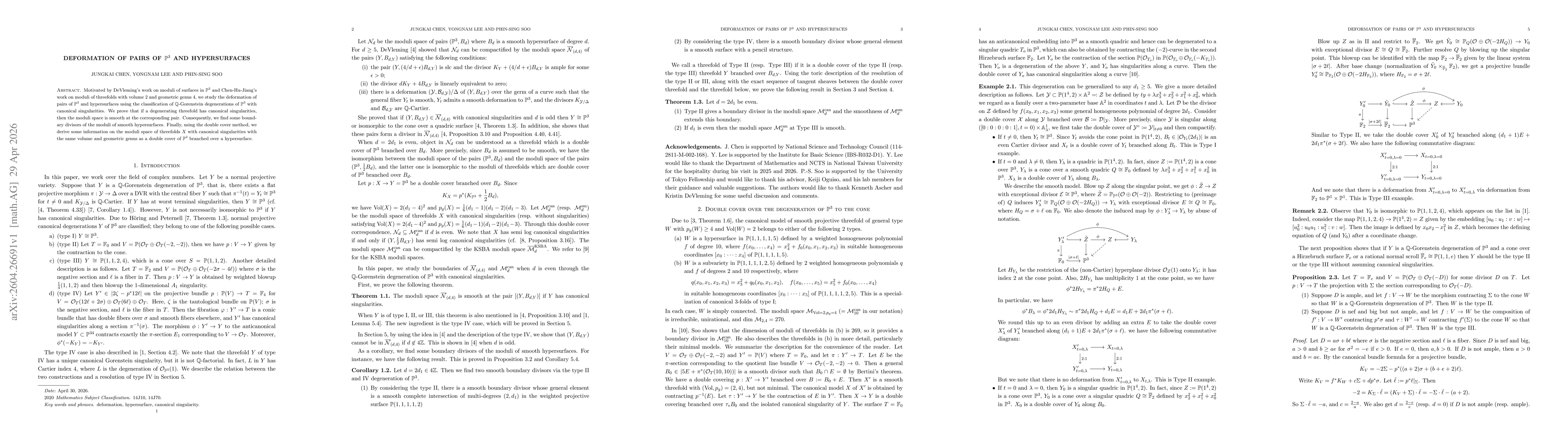 Thumbnail for Deformation of pairs of $\mathbb{P}^3$ and hypersurfaces