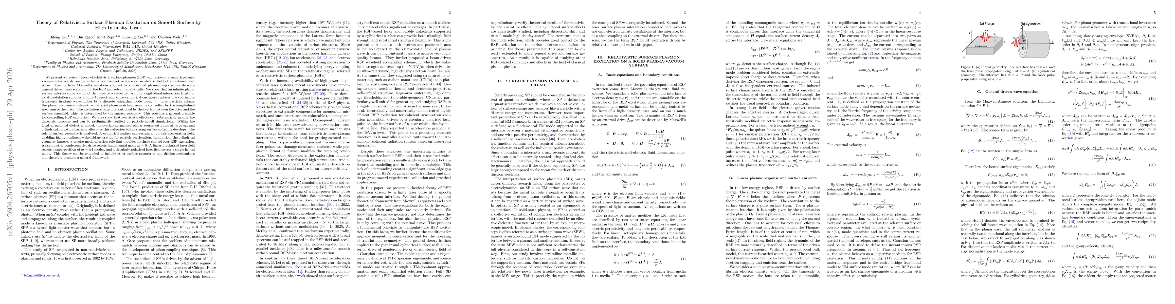 Thumbnail for Theory of Relativistic Surface Plasmon Excitation on Smooth Surface by High-Intensity Laser