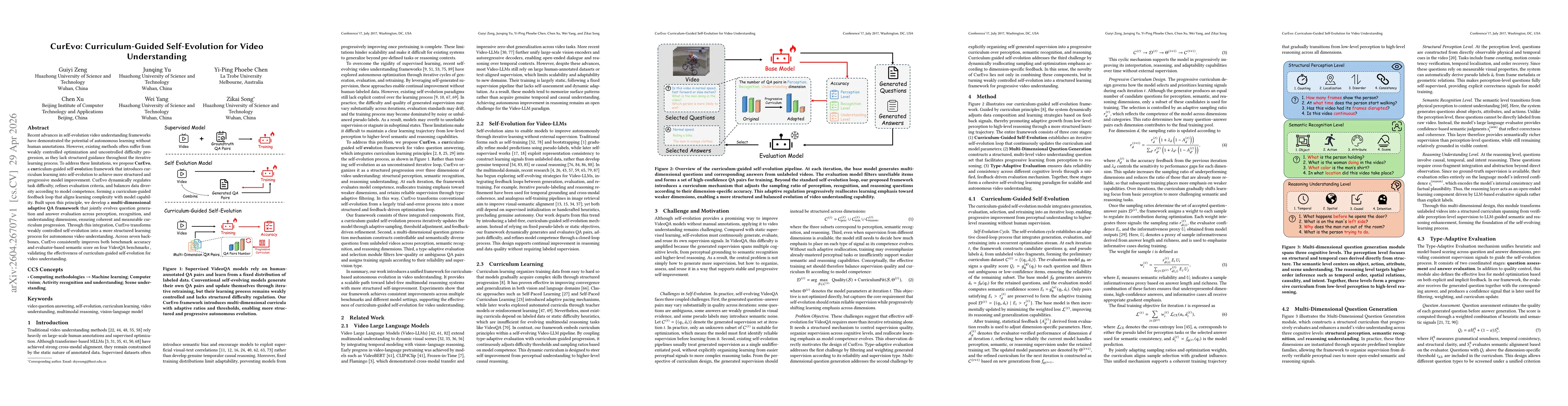 Thumbnail for CurEvo: Curriculum-Guided Self-Evolution for Video Understanding