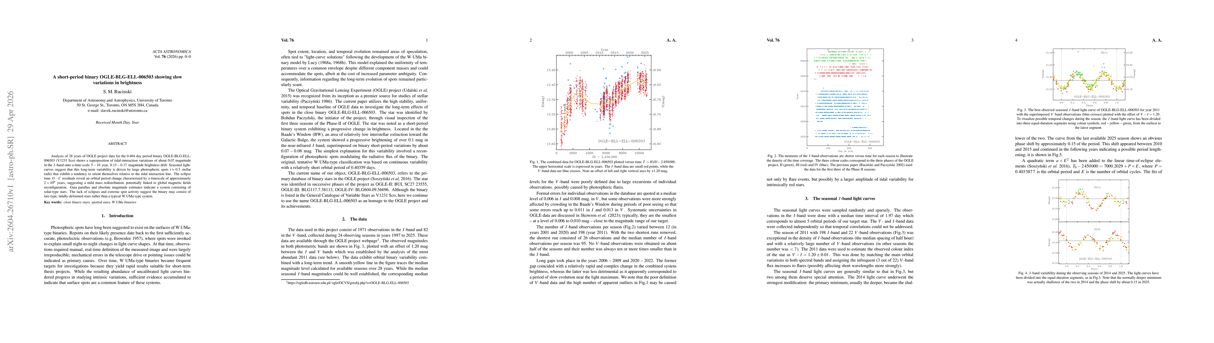 Thumbnail for A short-period binary OGLE-BLG-ELL-006503 showing slow variations in brightness