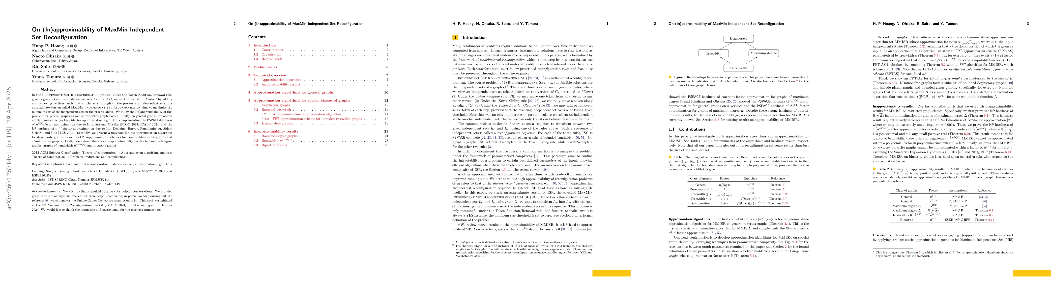 Thumbnail for On (In)approximability of MaxMin Independent Set Reconfiguration