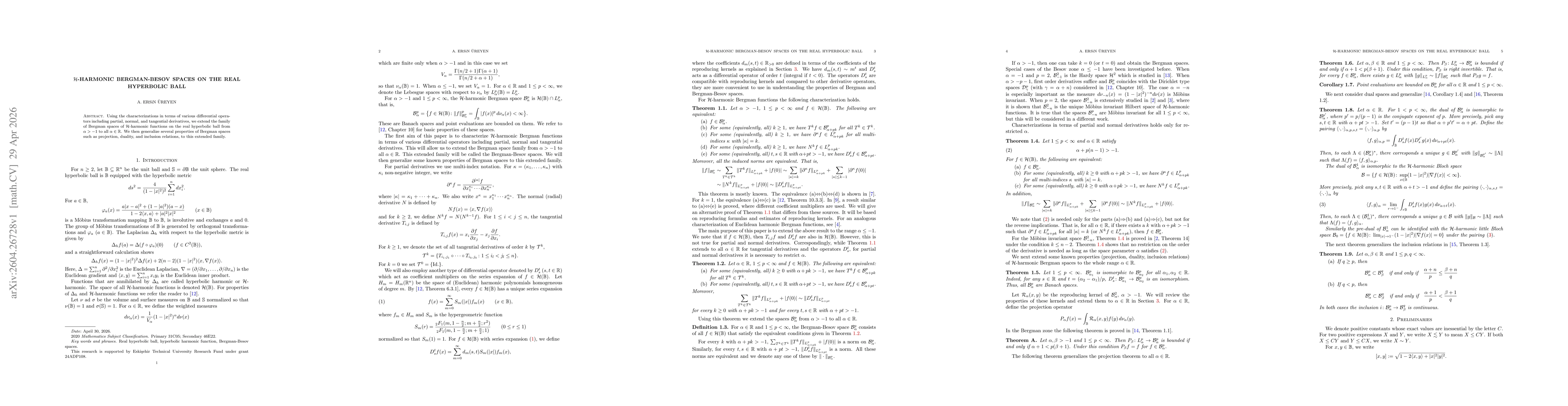 Thumbnail for $\mathcal H$-Harmonic Bergman-Besov Spaces on the Real Hyperbolic Ball