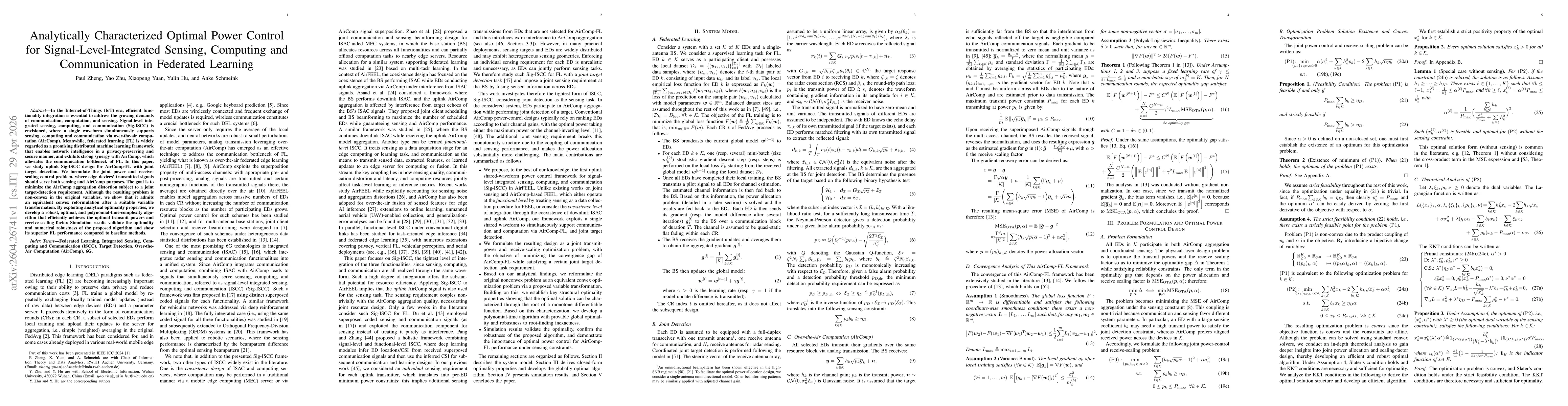 Thumbnail for Analytically Characterized Optimal Power Control for Signal-Level-Integrated Sensing, Computing and Communication in Federated Learning