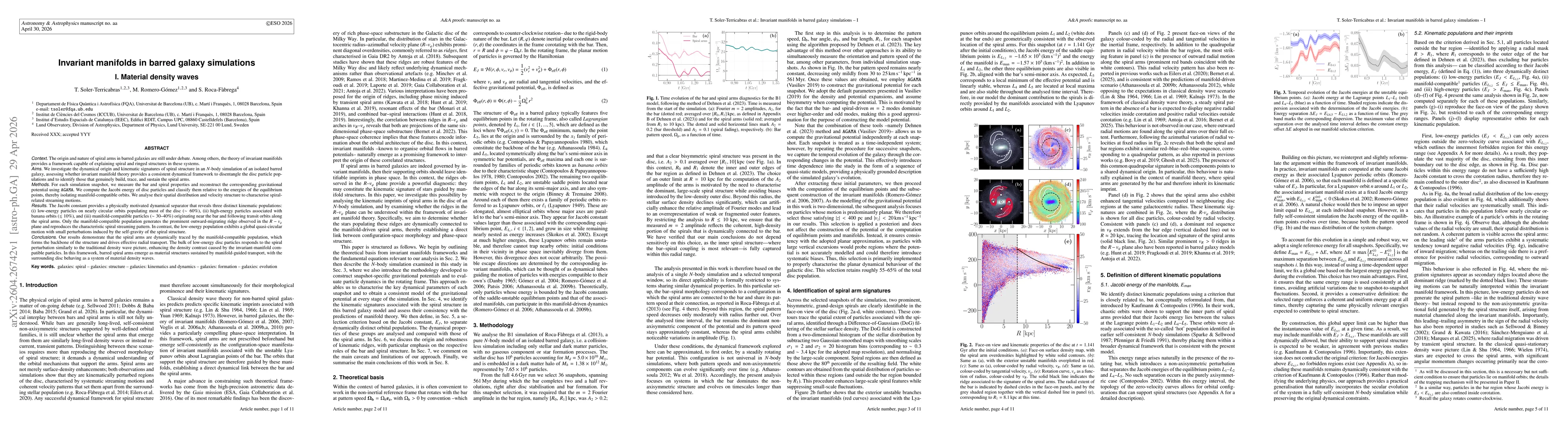 Thumbnail for Invariant manifolds in barred galaxy simulations. I. Material density waves