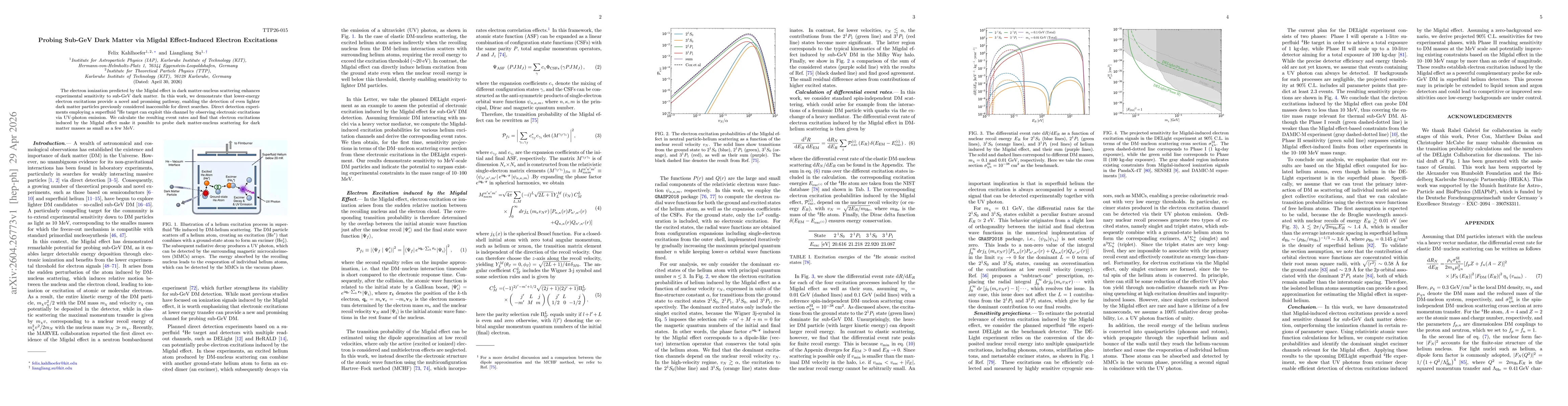 Thumbnail for Probing Sub-GeV Dark Matter via Migdal Effect-Induced Electron Excitations