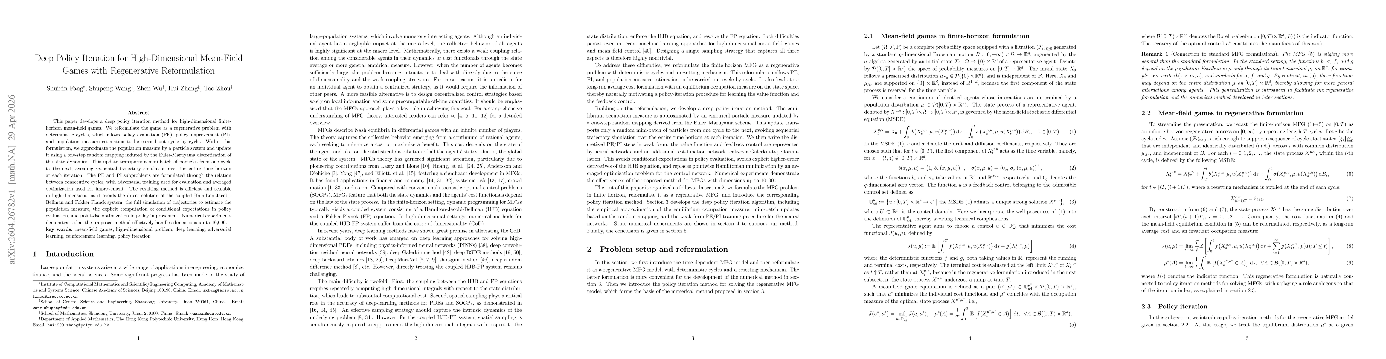 Thumbnail for Deep Policy Iteration for High-Dimensional Mean-Field Games with Regenerative Reformulation