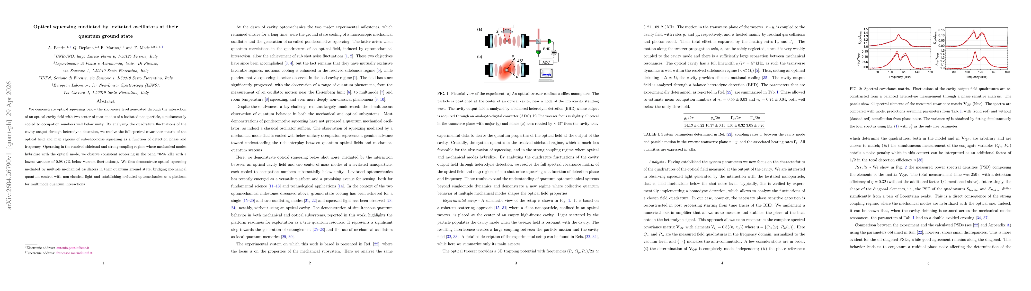 Thumbnail for Optical squeezing mediated by levitated oscillators at their quantum ground state