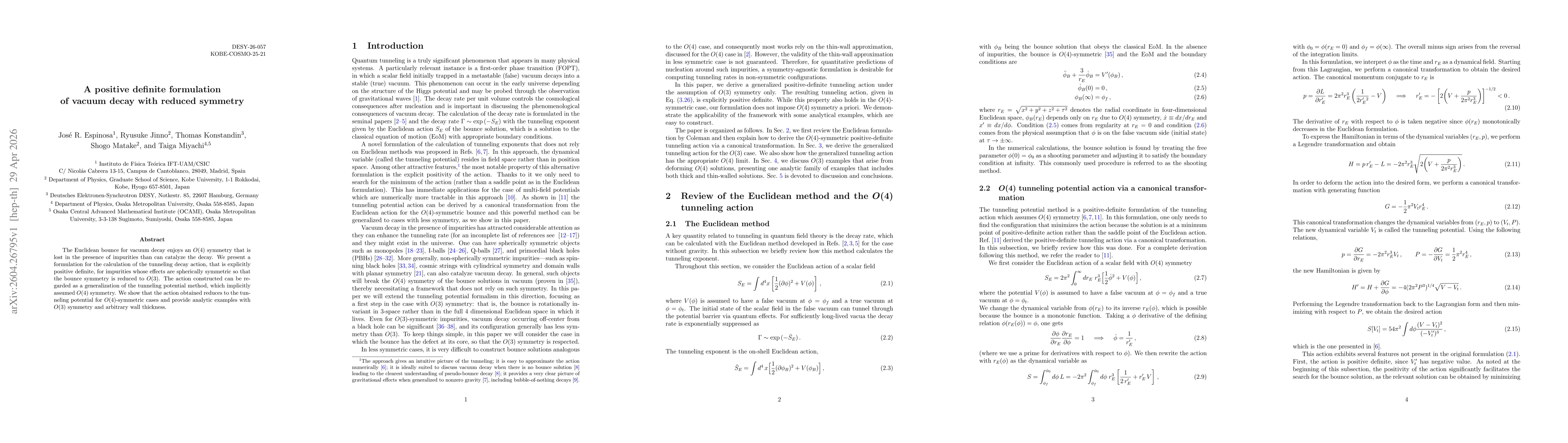 Thumbnail for A positive definite formulation of vacuum decay with reduced symmetry