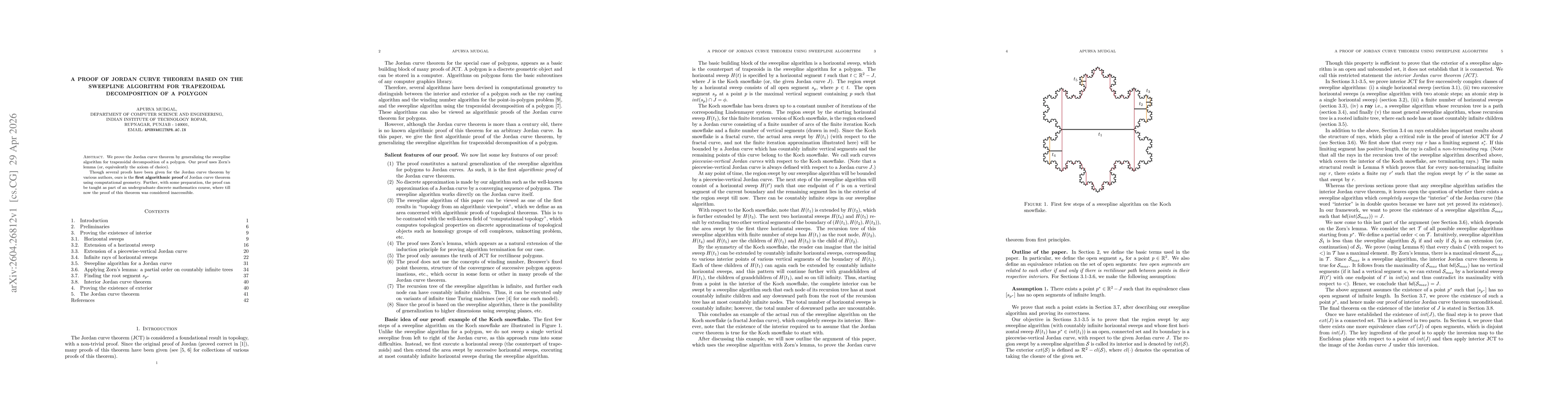 Thumbnail for A proof of Jordan curve theorem based on the sweepline algorithm for trapezoidal decomposition of a polygon