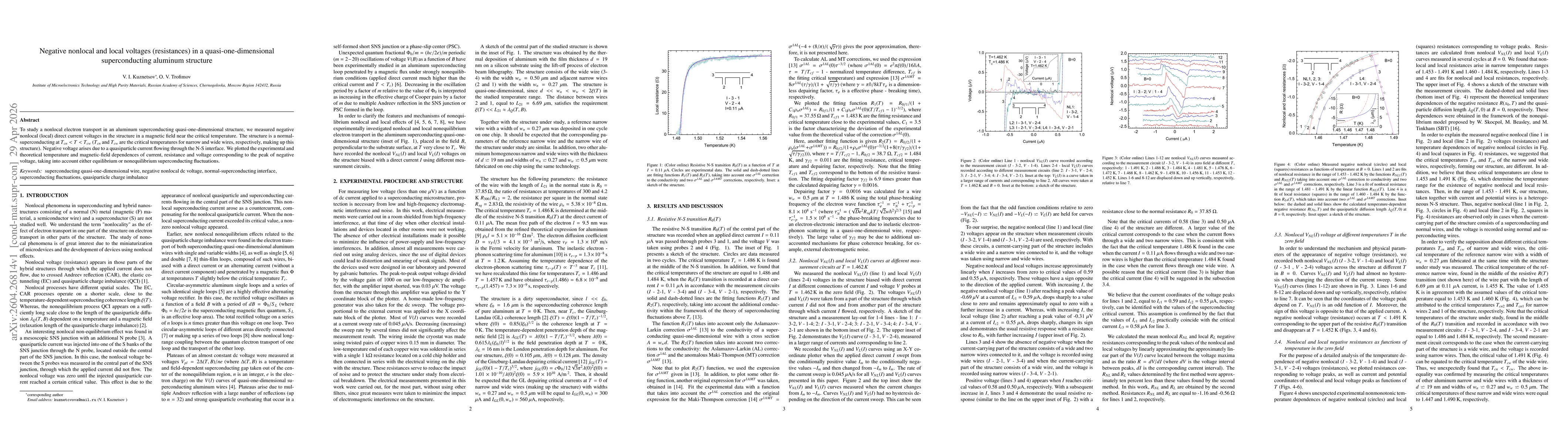 Thumbnail for Negative nonlocal and local voltages (resistances) in a quasi-one-dimensional superconducting aluminum structure