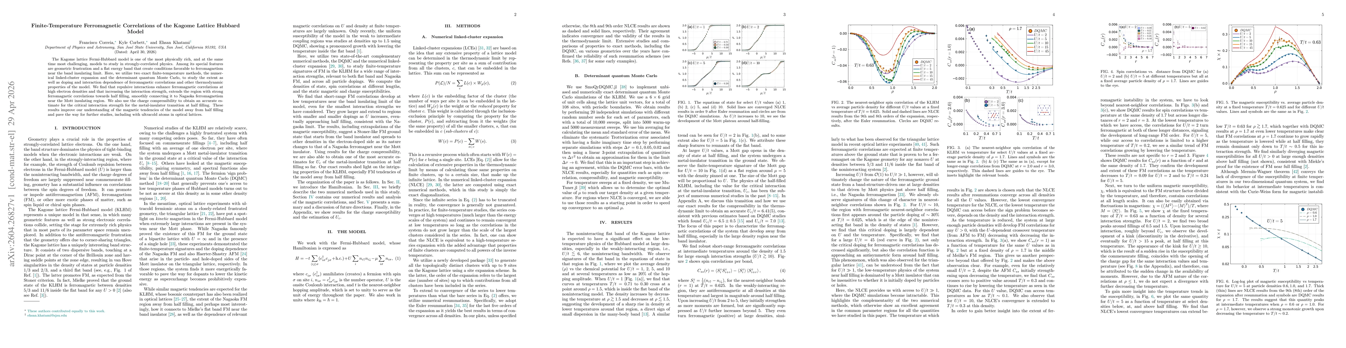 Thumbnail for Finite-Temperature Ferromagnetic Correlations of the Kagome Lattice Hubbard Model