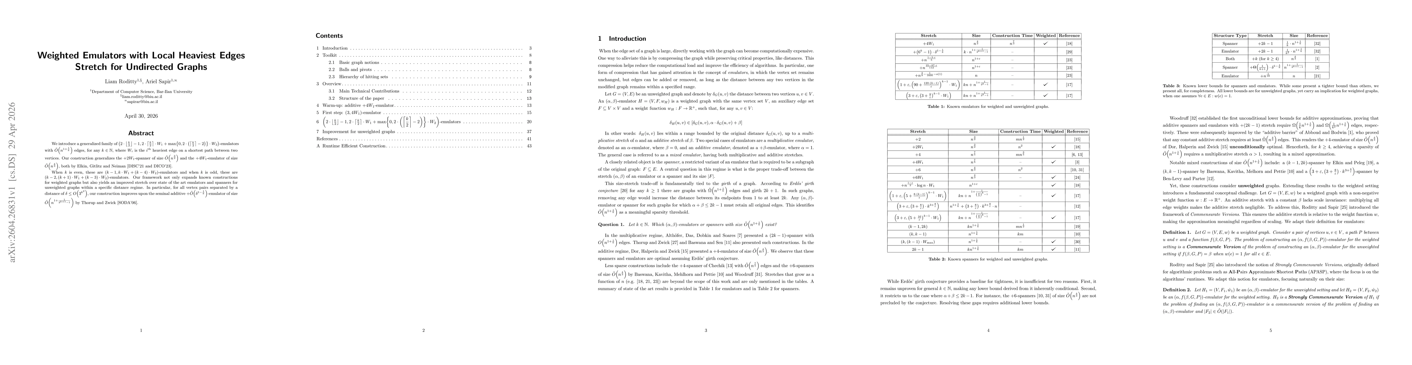 Thumbnail for Weighted Emulators with Local Heaviest Edges Stretch for Undirected Graphs