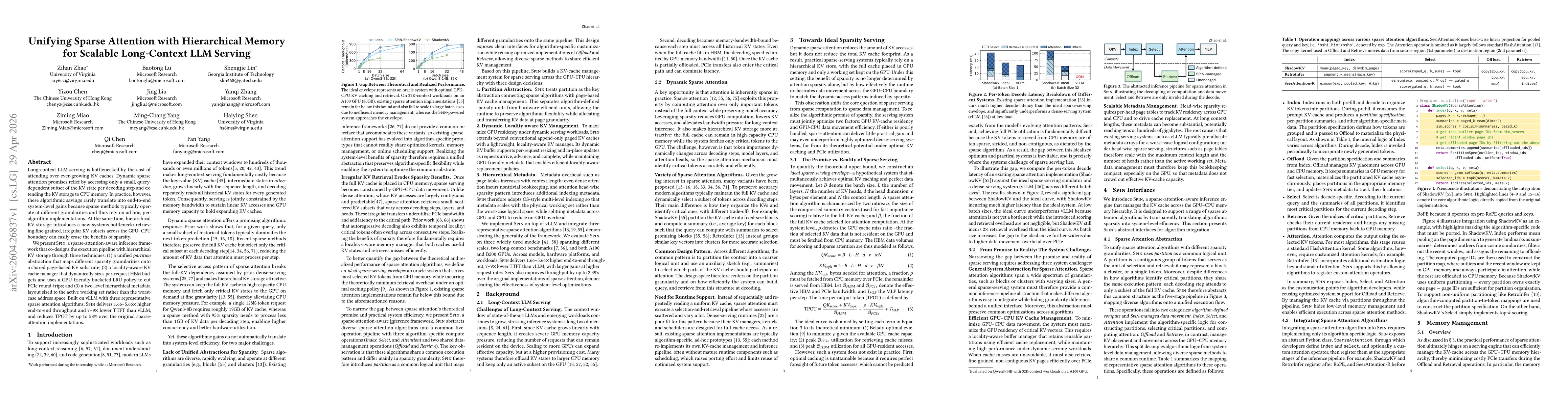 Thumbnail for Unifying Sparse Attention with Hierarchical Memory for Scalable Long-Context LLM Serving