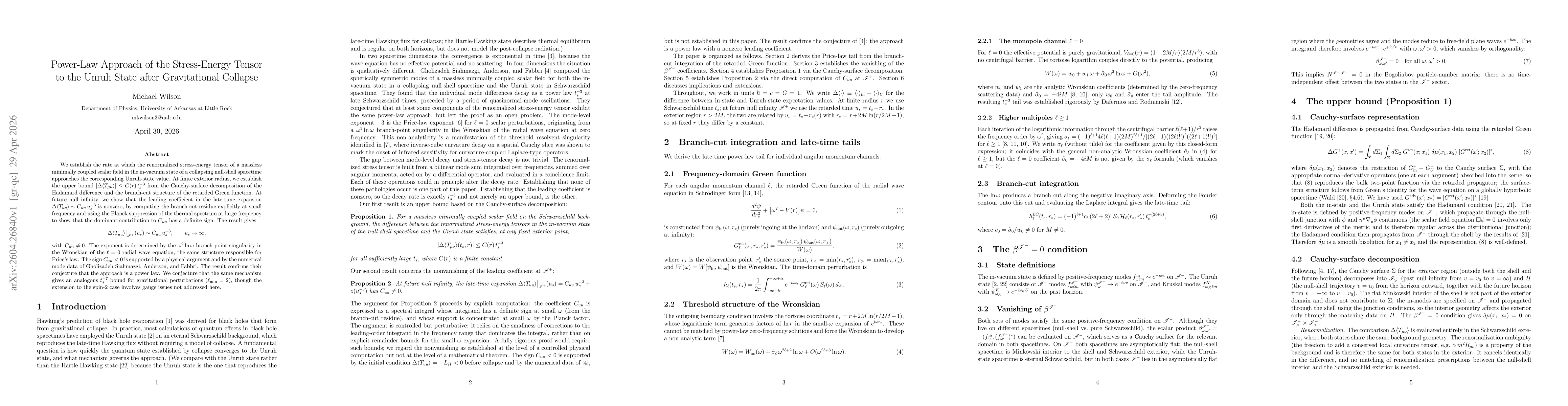 Thumbnail for Power-Law Approach of the Stress-Energy Tensor to the Unruh State after Gravitational Collapse
