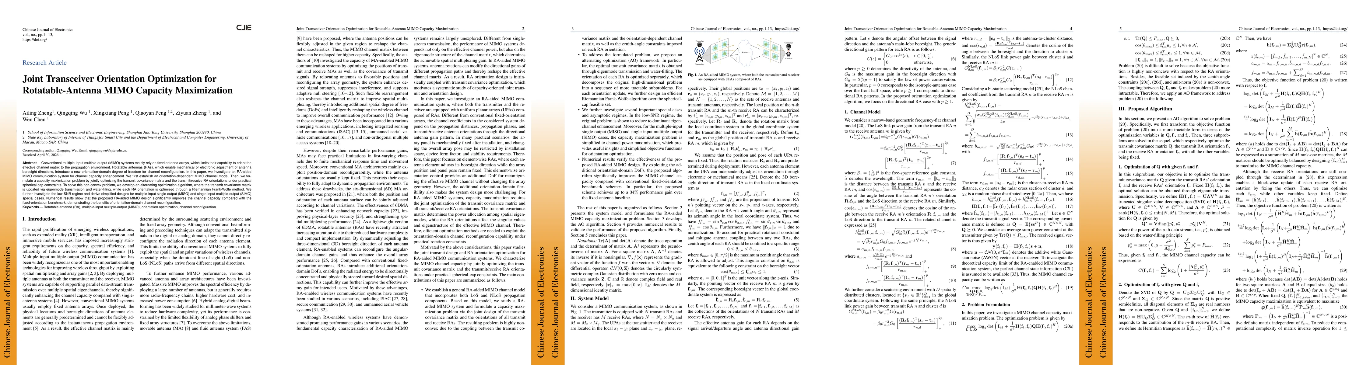 Thumbnail for Joint Transceiver Orientation Optimization for Rotatable-Antenna MIMO Capacity Maximization