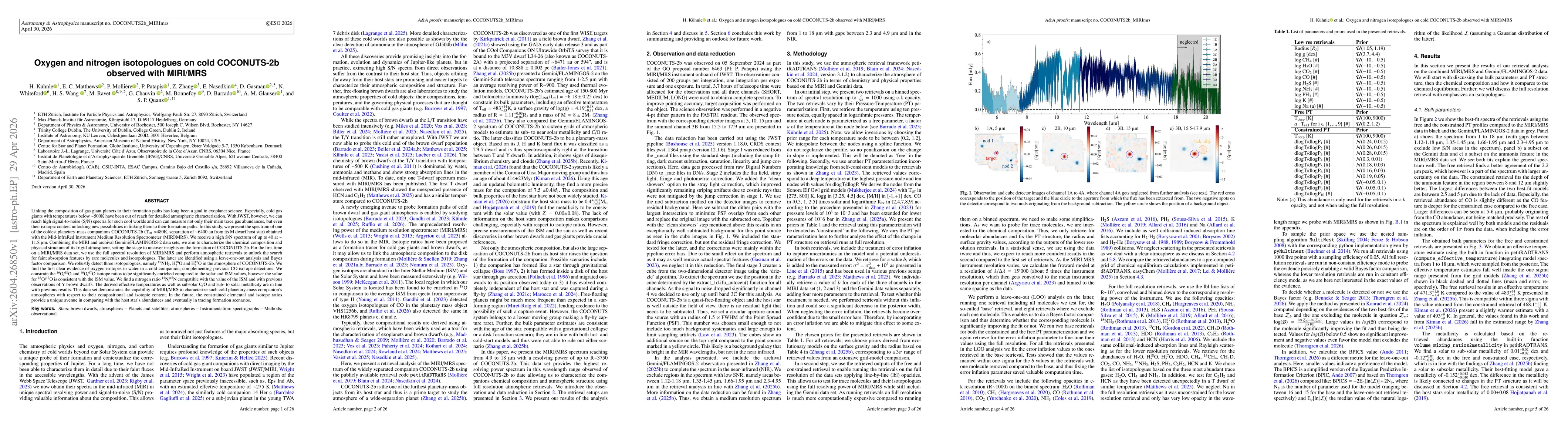 Thumbnail for Oxygen and nitrogen isotopologues on cold COCONUTS-2b observed with MIRI/MRS