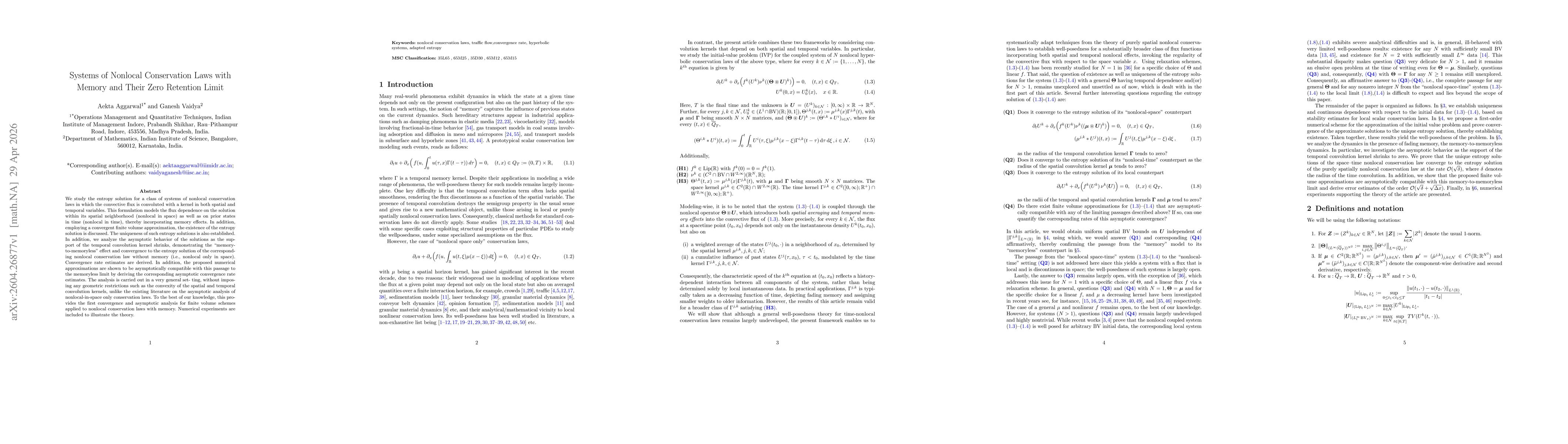 Thumbnail for Systems of Nonlocal Conservation Laws with Memory and Their Zero Retention Limit