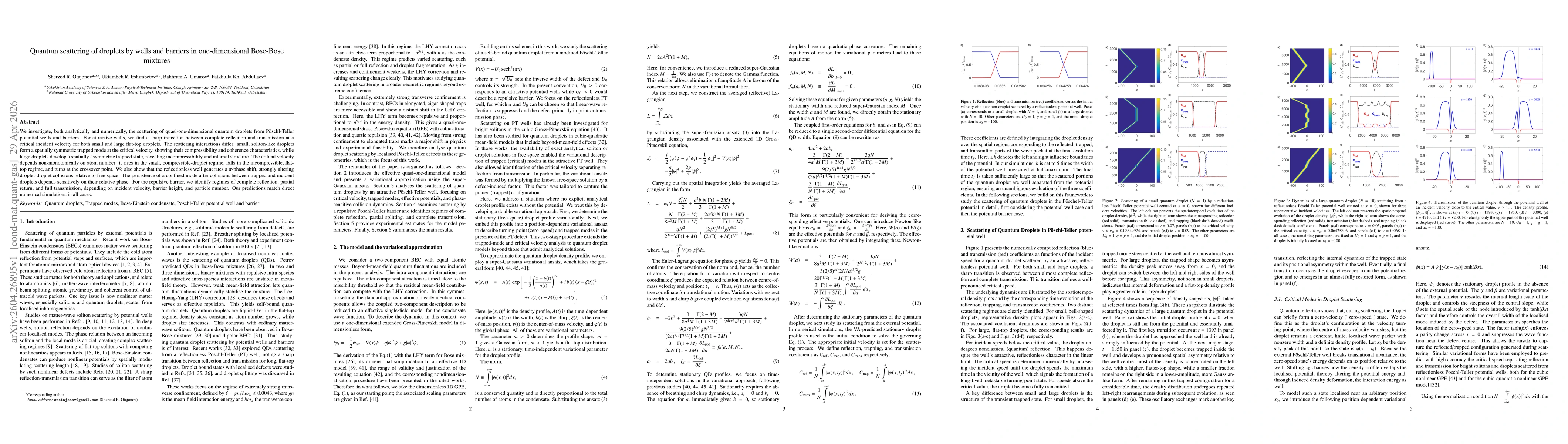 Thumbnail for Quantum scattering of droplets by wells and barriers in one-dimensional Bose-Bose mixtures