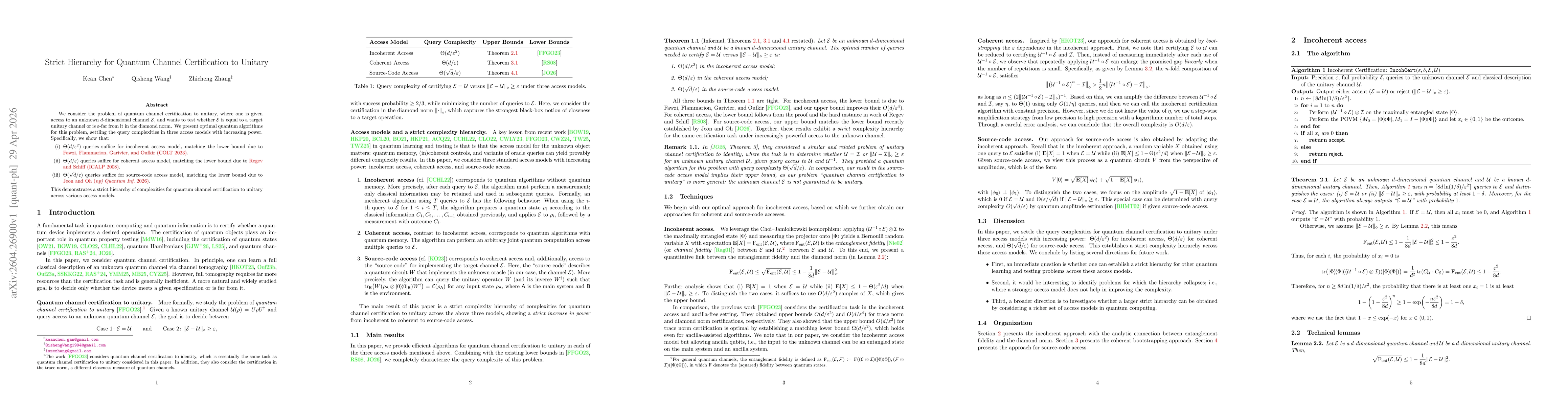 Thumbnail for Strict Hierarchy for Quantum Channel Certification to Unitary