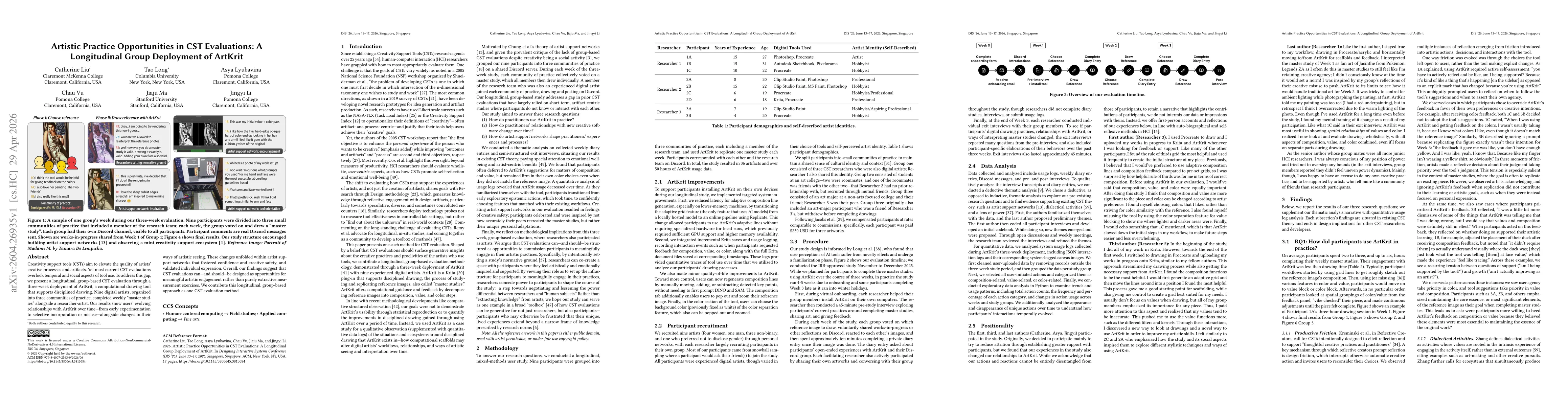 Thumbnail for Artistic Practice Opportunities in CST Evaluations: A Longitudinal Group Deployment of ArtKrit