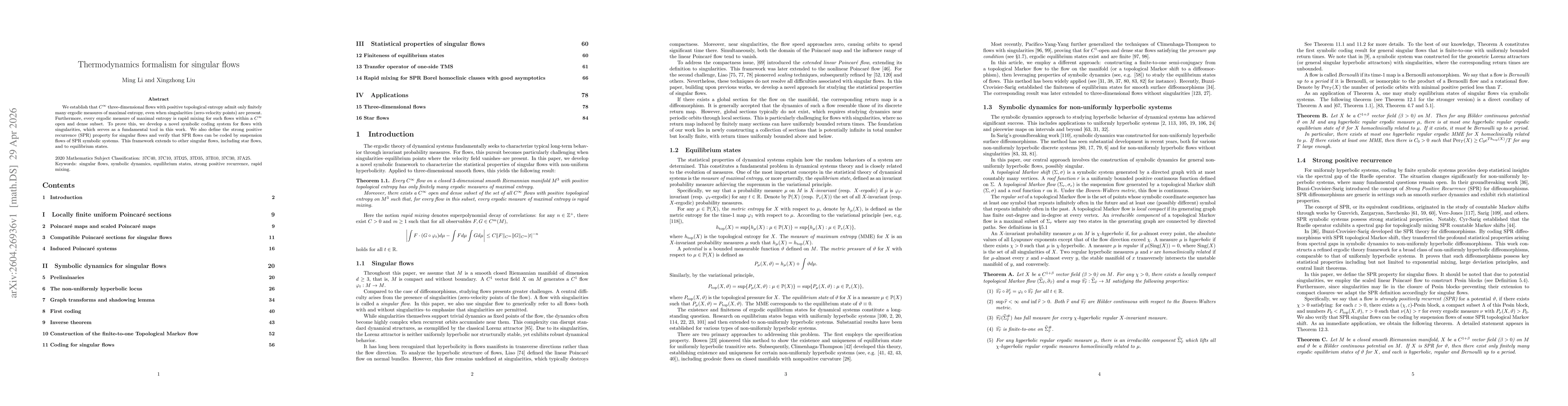 Thumbnail for Thermodynamics formalism for singular flows