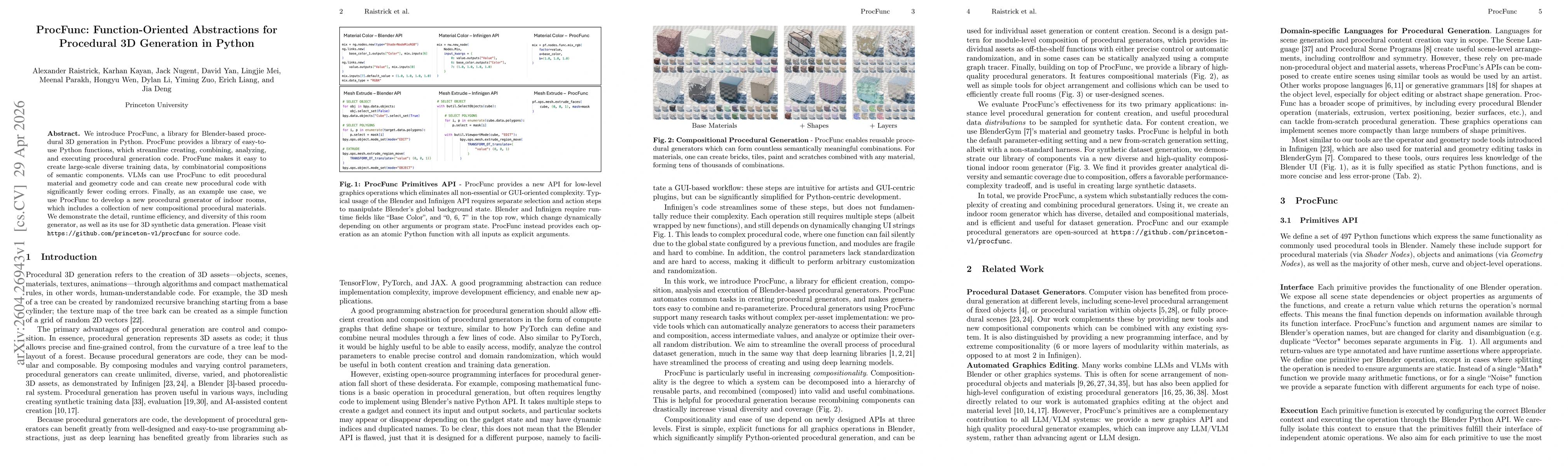 Thumbnail for ProcFunc: Function-Oriented Abstractions for Procedural 3D Generation in Python