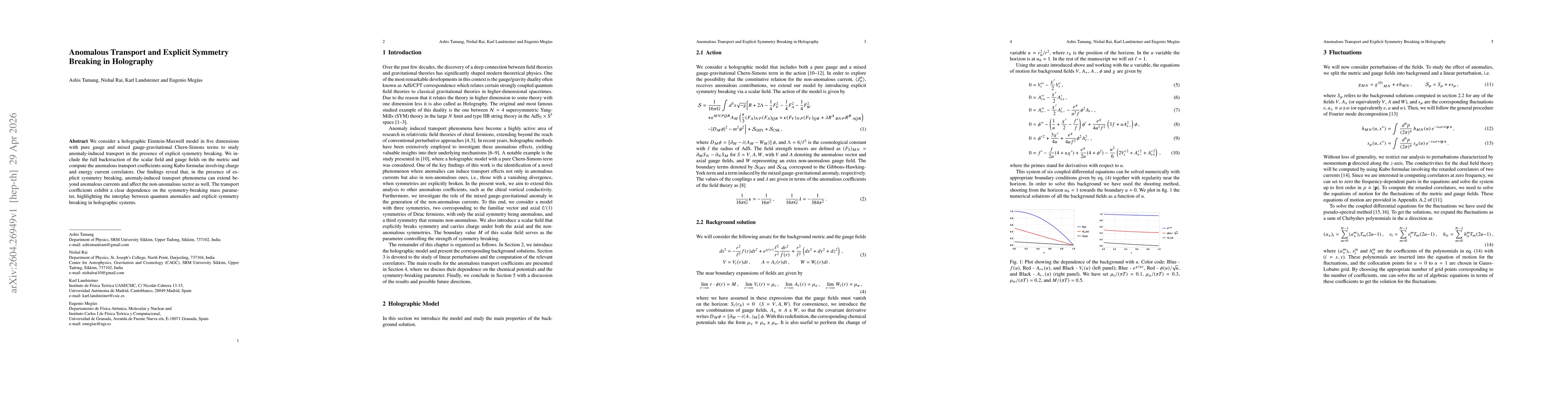 Thumbnail for Anomalous Transport and Explicit Symmetry Breaking in Holography