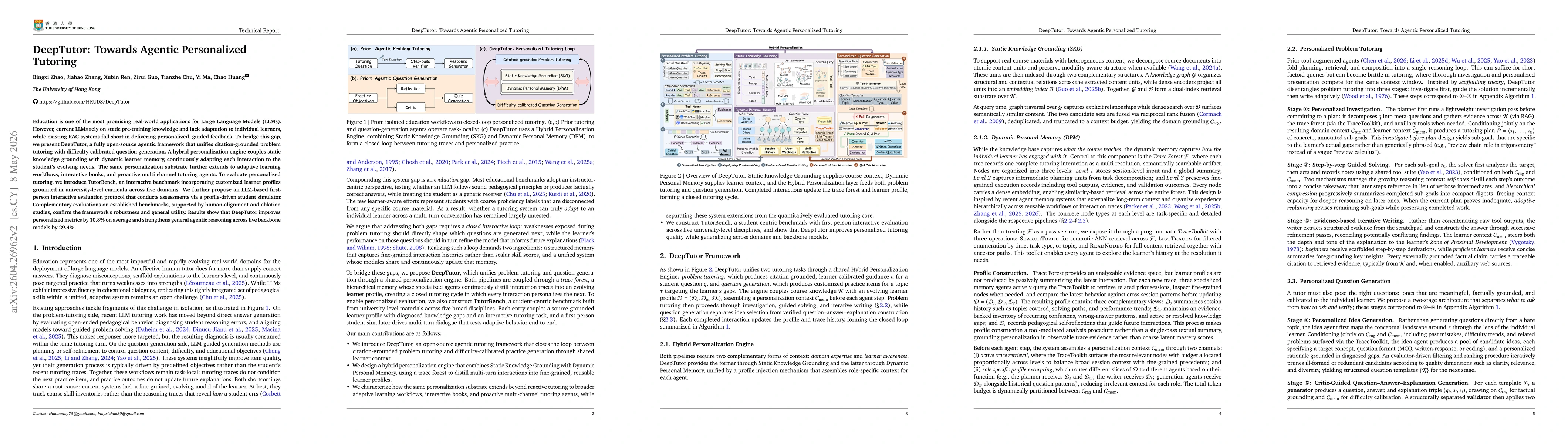 Thumbnail for DeepTutor: Towards Agentic Personalized Tutoring