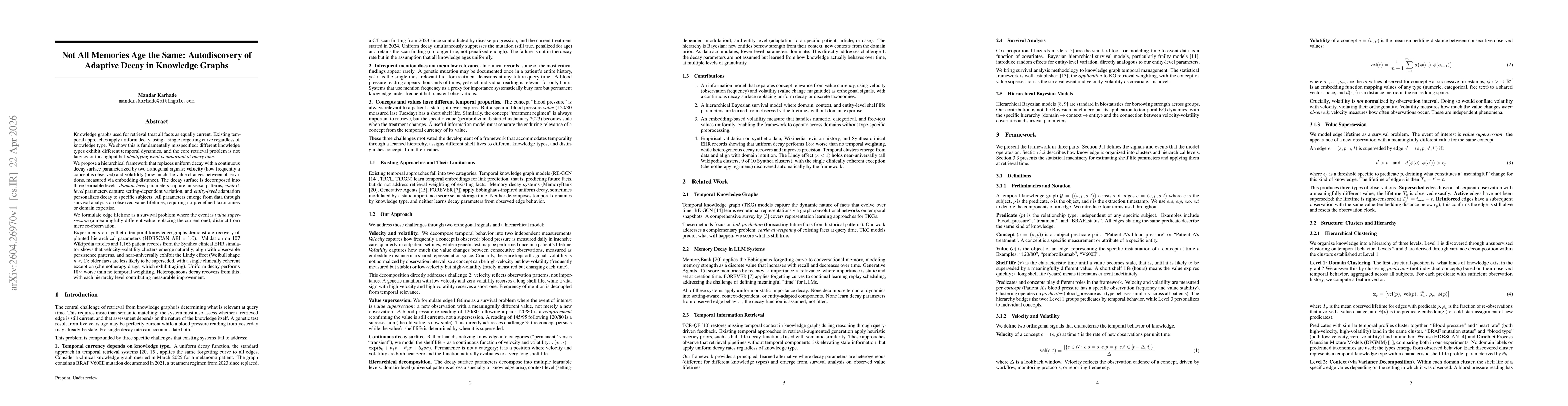 Thumbnail for Not All Memories Age the Same: Autodiscovery of Adaptive Decay in Knowledge Graphs