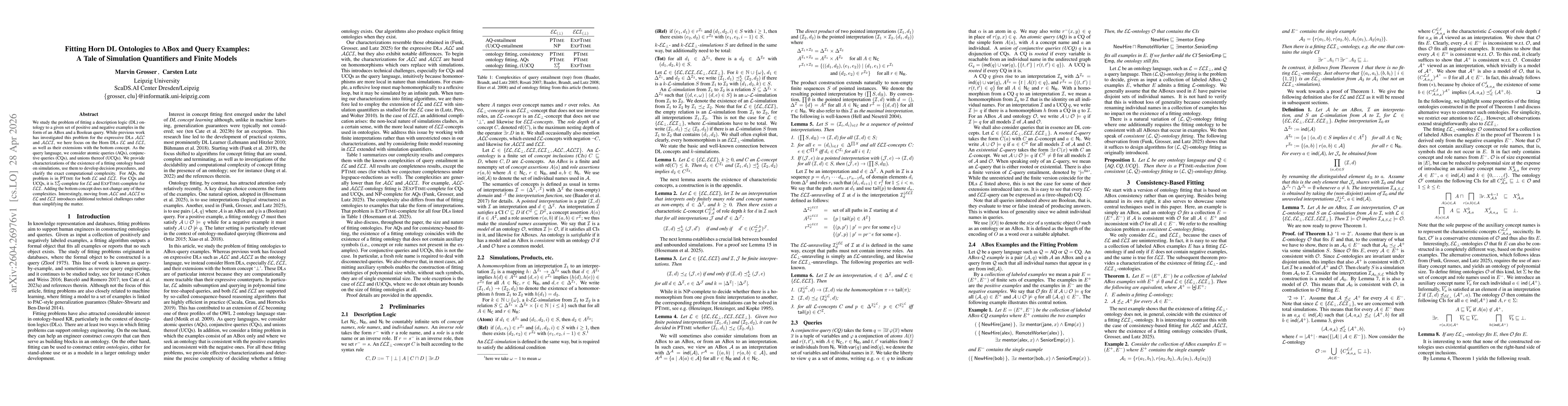 Thumbnail for Fitting Horn DL Ontologies to ABox and Query Examples: A Tale of Simulation Quantifiers and Finite Models
