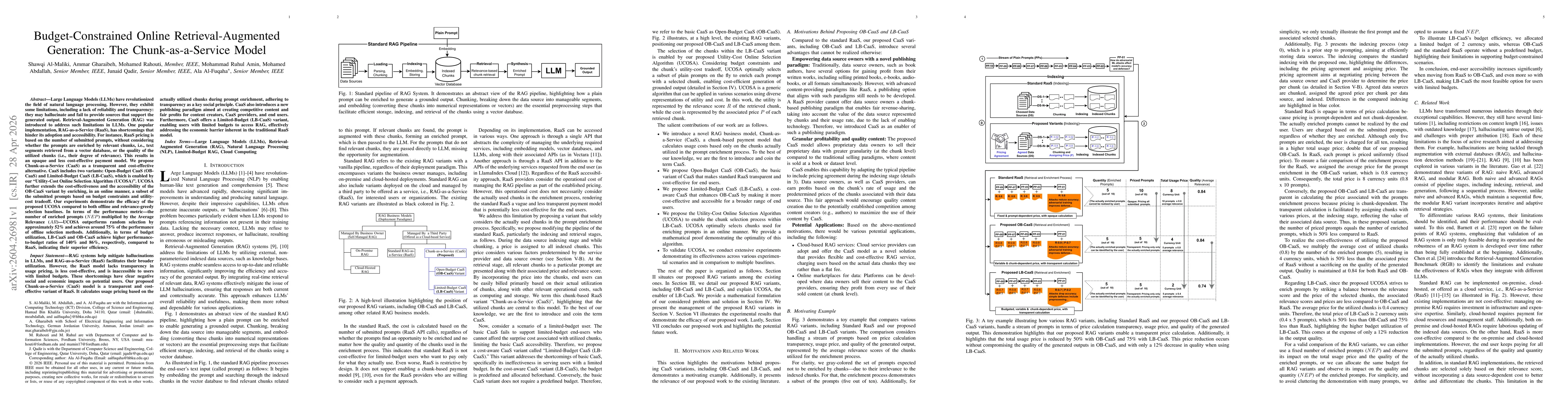 Thumbnail for Budget-Constrained Online Retrieval-Augmented Generation: The Chunk-as-a-Service Model