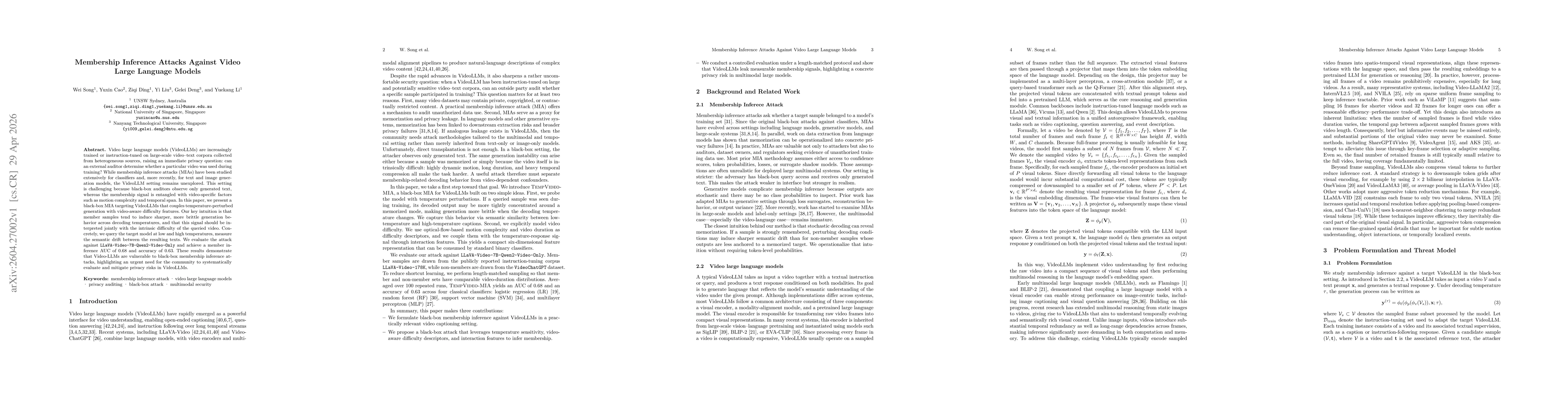 Thumbnail for Membership Inference Attacks Against Video Large Language Models