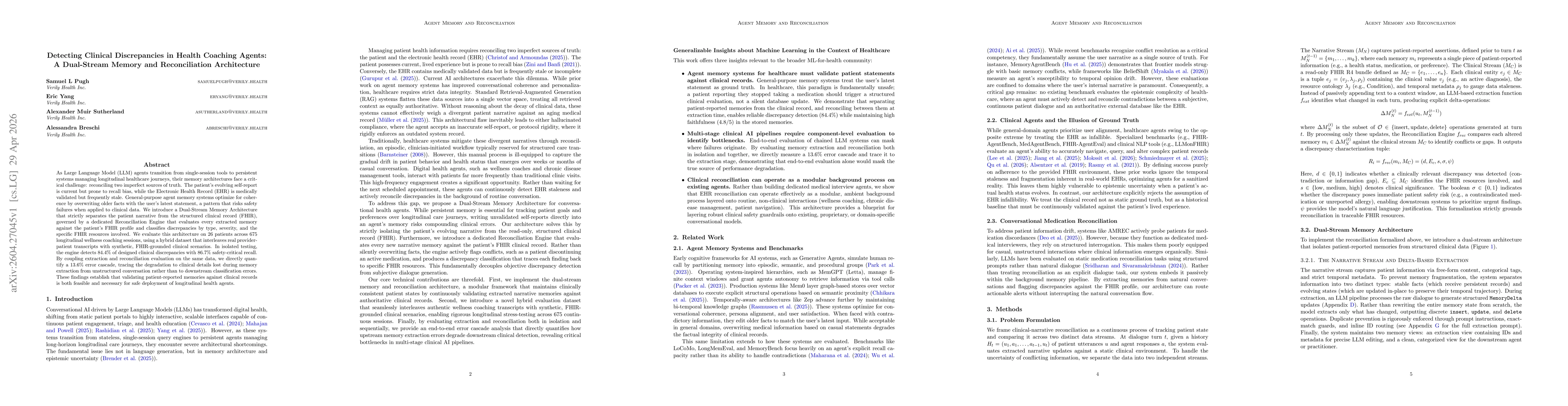 Thumbnail for Detecting Clinical Discrepancies in Health Coaching Agents: A Dual-Stream Memory and Reconciliation Architecture
