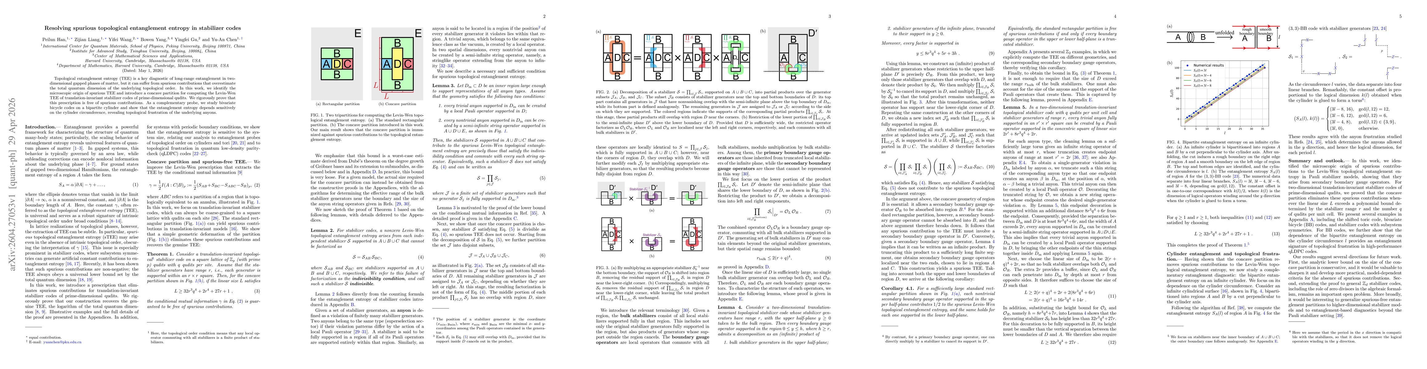 Thumbnail for Resolving spurious topological entanglement entropy in stabilizer codes