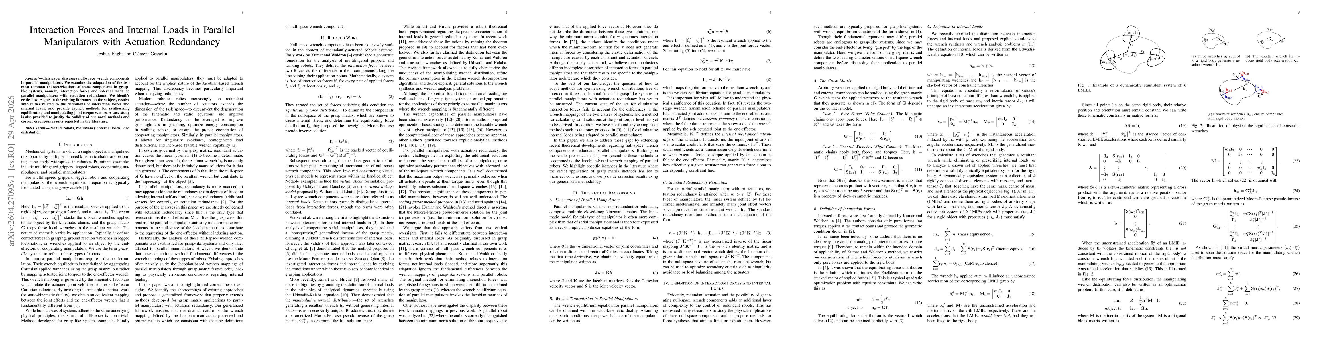 Thumbnail for Interaction Forces and Internal Loads in Parallel Manipulators with Actuation Redundancy