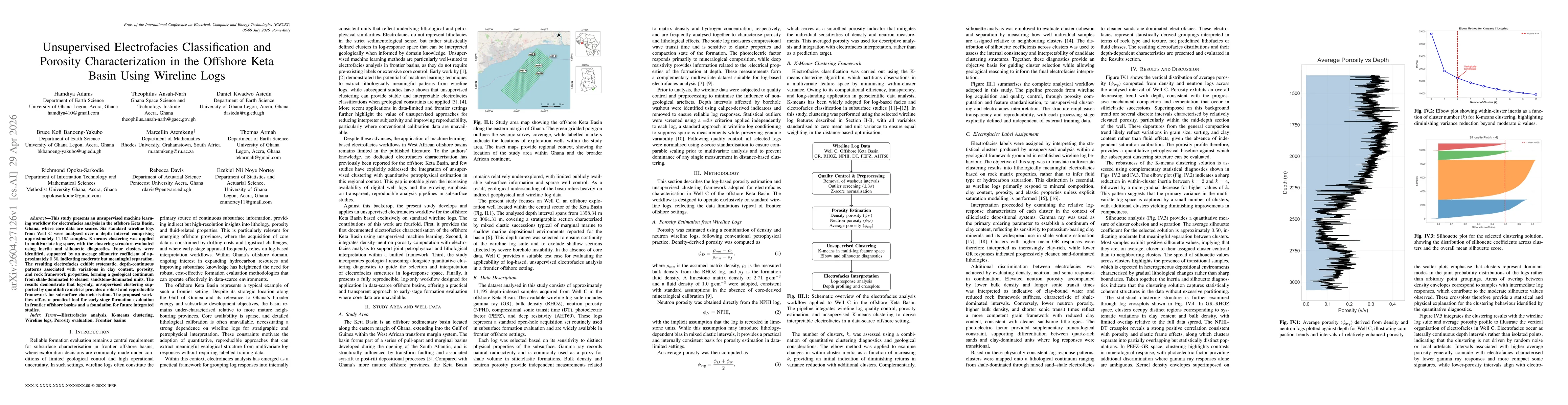 Thumbnail for Unsupervised Electrofacies Classification and Porosity Characterization in the Offshore Keta Basin Using Wireline Logs