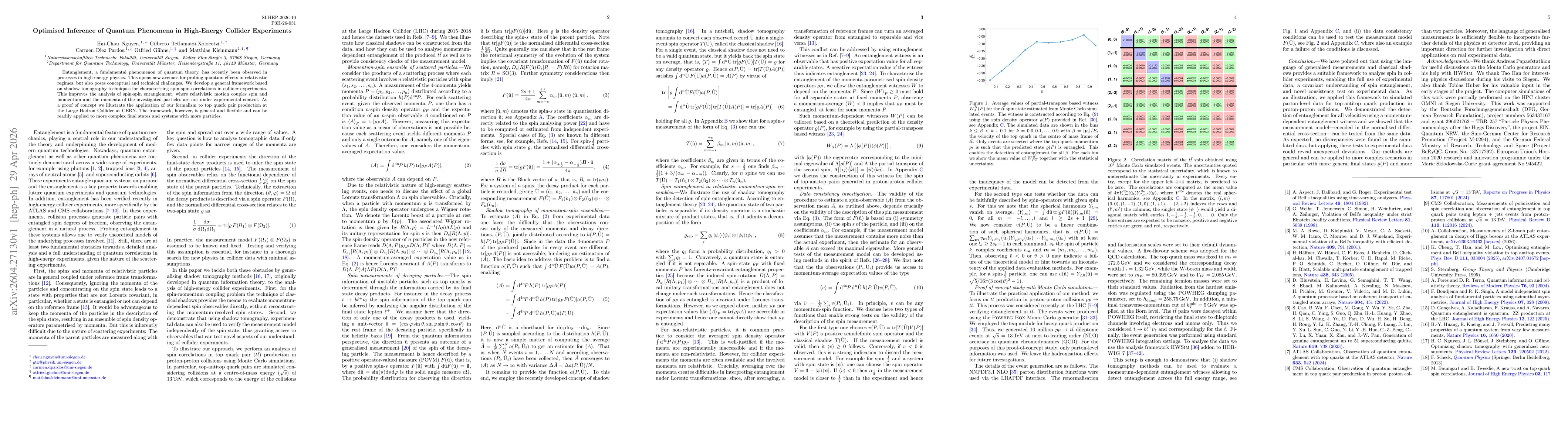 Thumbnail for Optimised Inference of Quantum Phenomena in High-Energy Collider Experiments