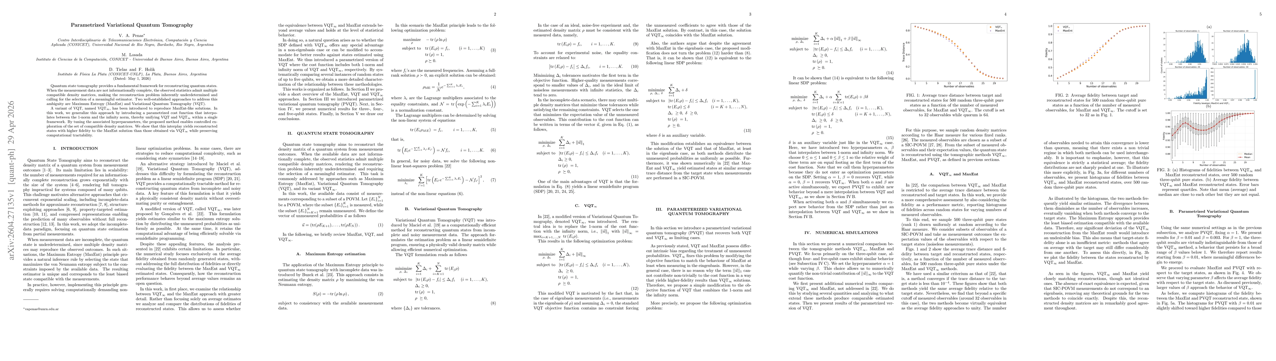 Thumbnail for Parametrized Variational Quantum Tomography