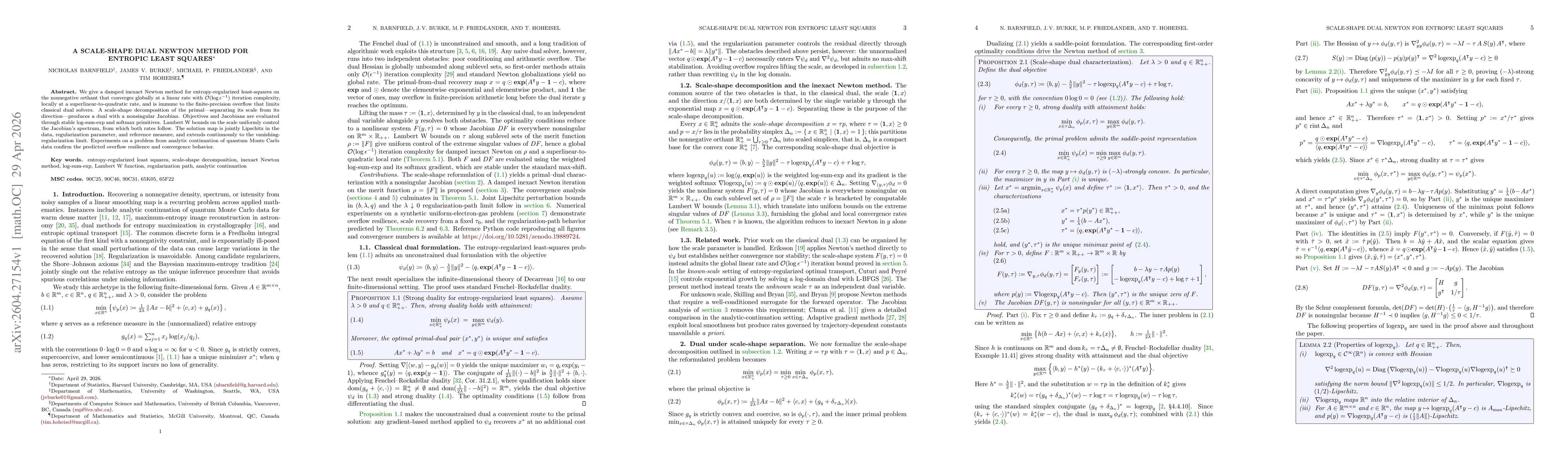 Thumbnail for A Scale-Shape Dual Newton Method for Entropic Least Squares