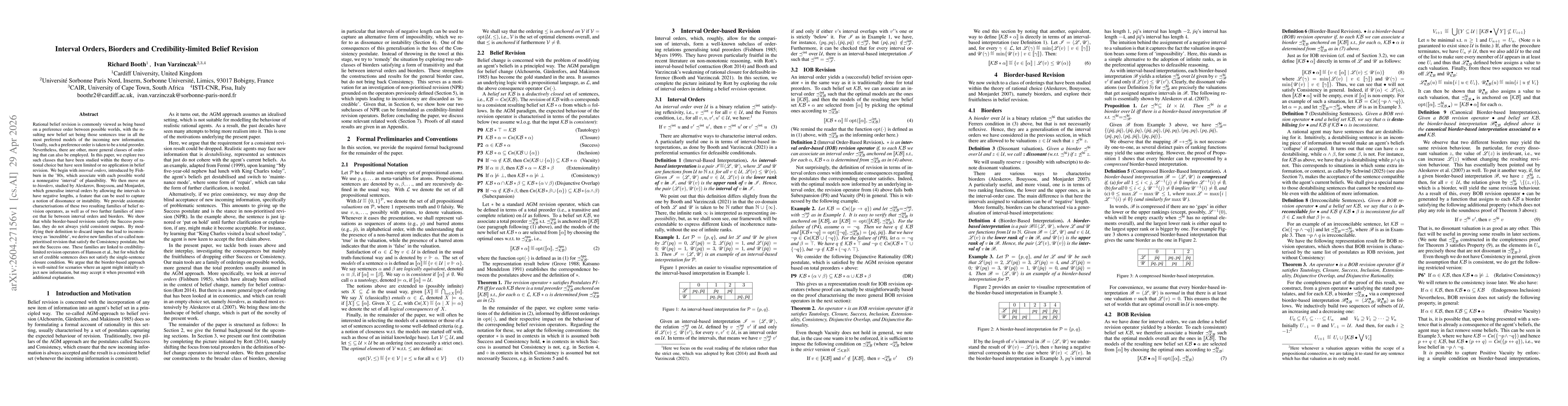Thumbnail for Interval Orders, Biorders and Credibility-limited Belief Revision