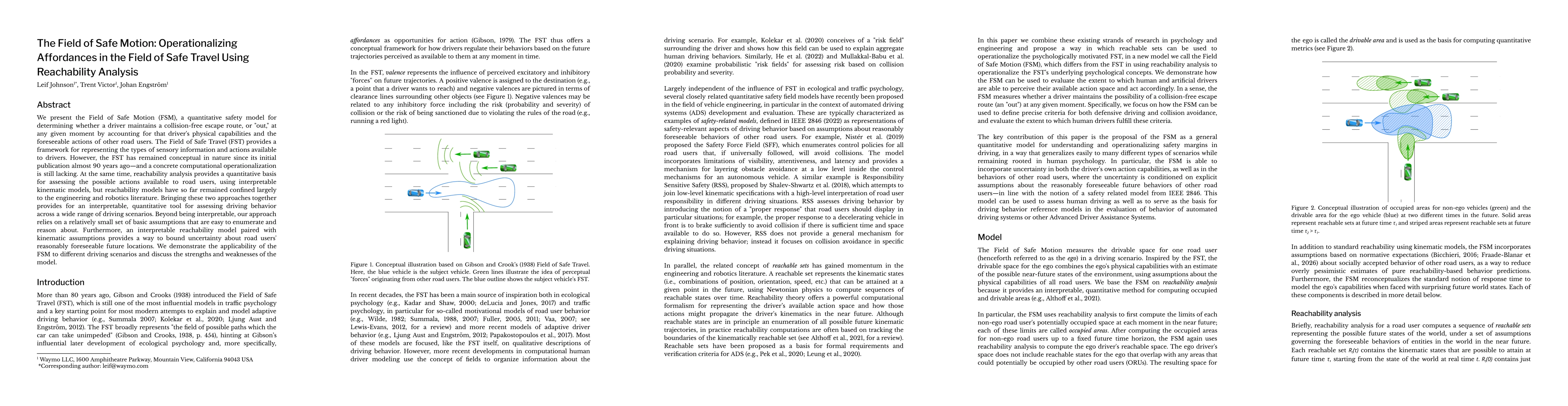 Thumbnail for The Field of Safe Motion: Operationalizing Affordances in the Field of Safe Travel Using Reachability Analysis