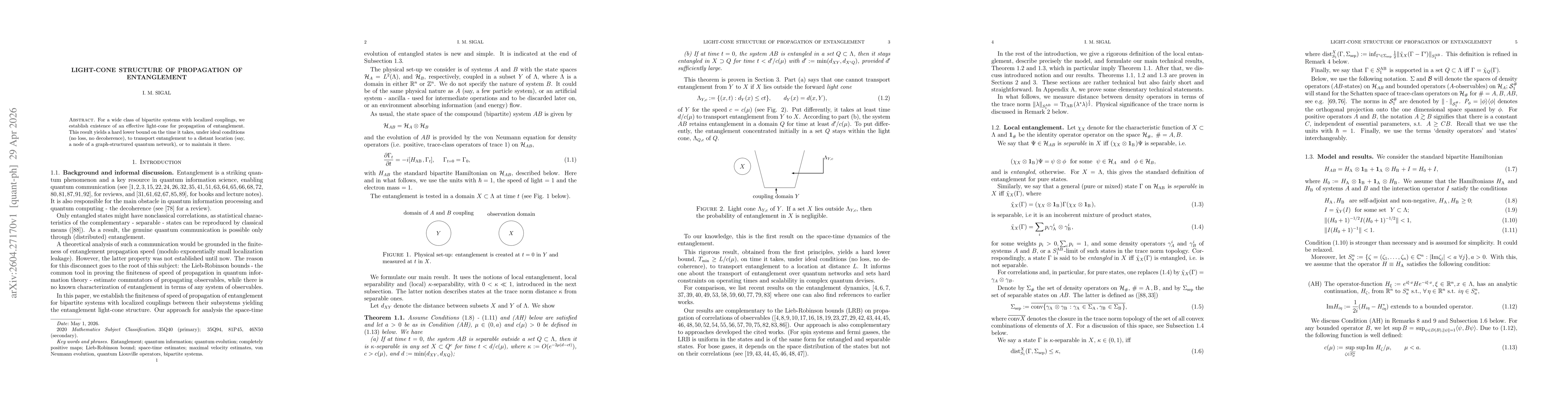 Thumbnail for Light-Cone Structure of Propagation of Entanglement