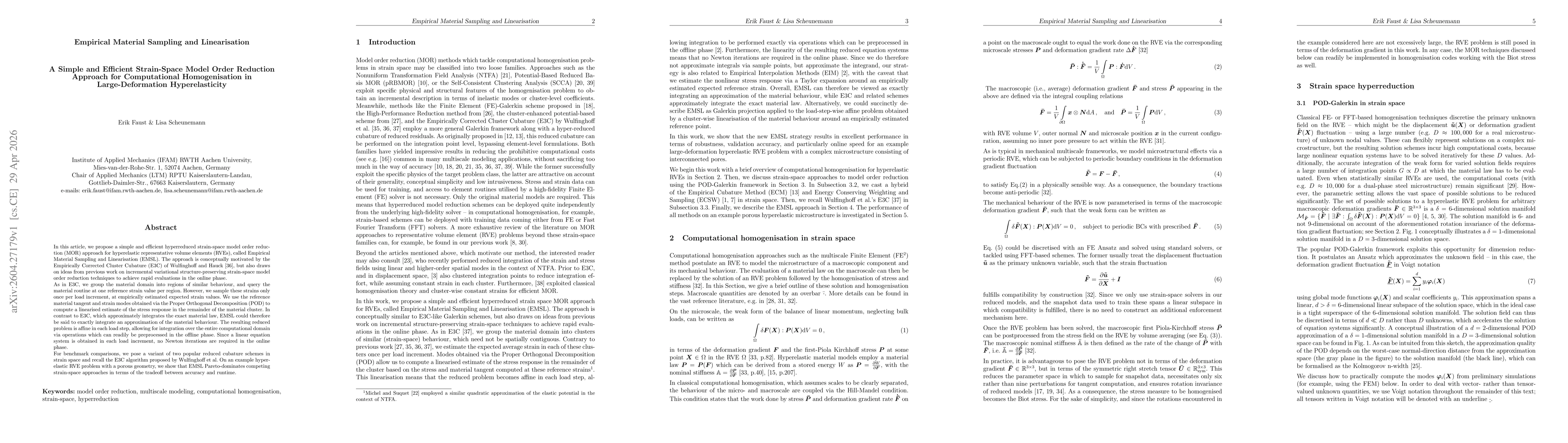 Thumbnail for Empirical Material Sampling and Linearisation -- A Simple and Efficient Strain-Space Model Order Reduction Approach for Computational Homogenisation in Large-Deformation Hyperelasticity