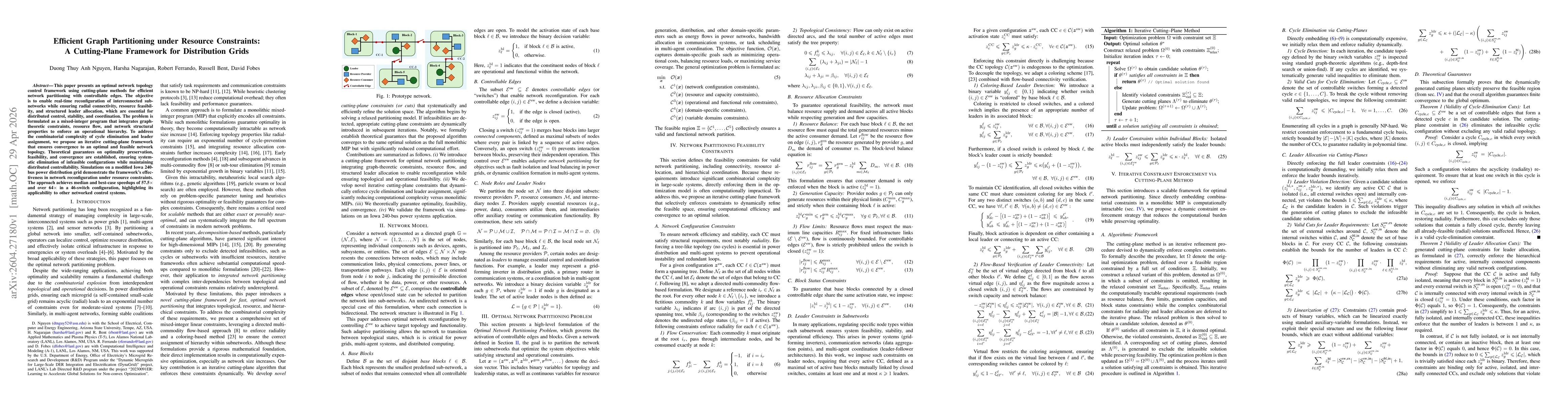 Thumbnail for Efficient Graph Partitioning under Resource Constraints: A Cutting-Plane Framework for Distribution Grids