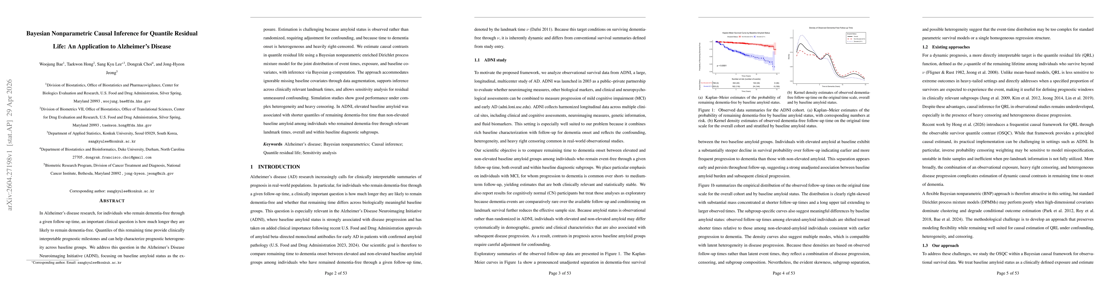 Thumbnail for Bayesian Nonparametric Causal Inference for Quantile Residual Life: An Application to Alzheimer's Disease