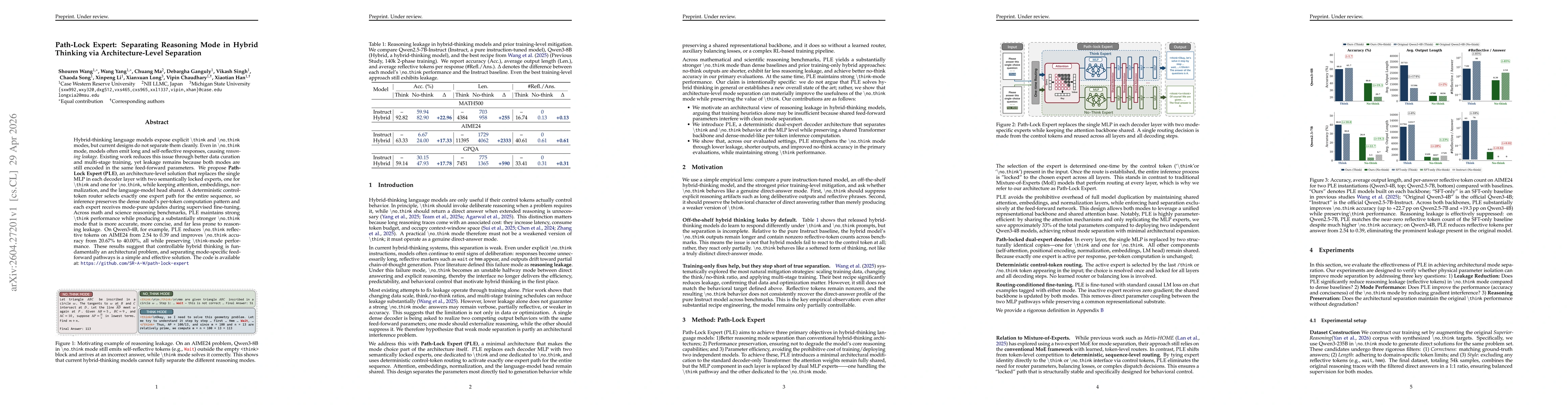 Thumbnail for Path-Lock Expert: Separating Reasoning Mode in Hybrid Thinking via Architecture-Level Separation