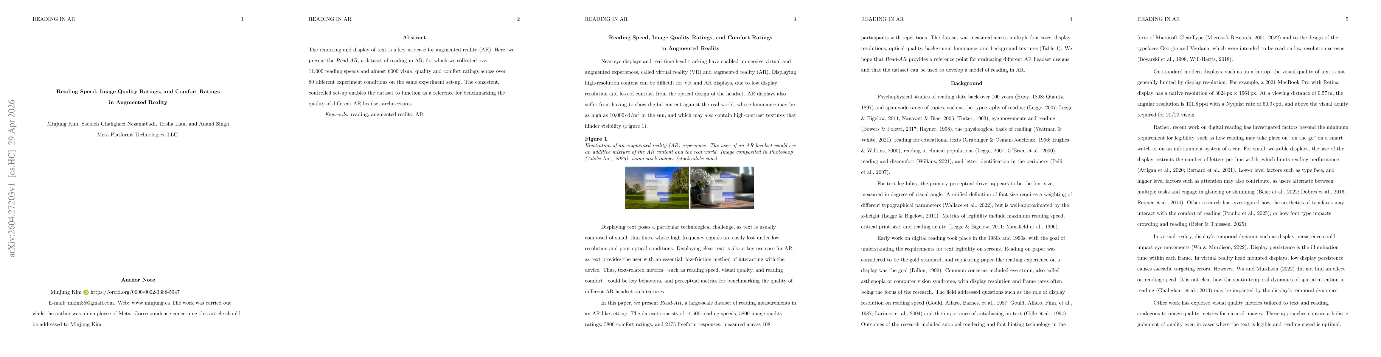 Thumbnail for Reading Speed, Image Quality Ratings, and Comfort Ratings in Augmented Reality