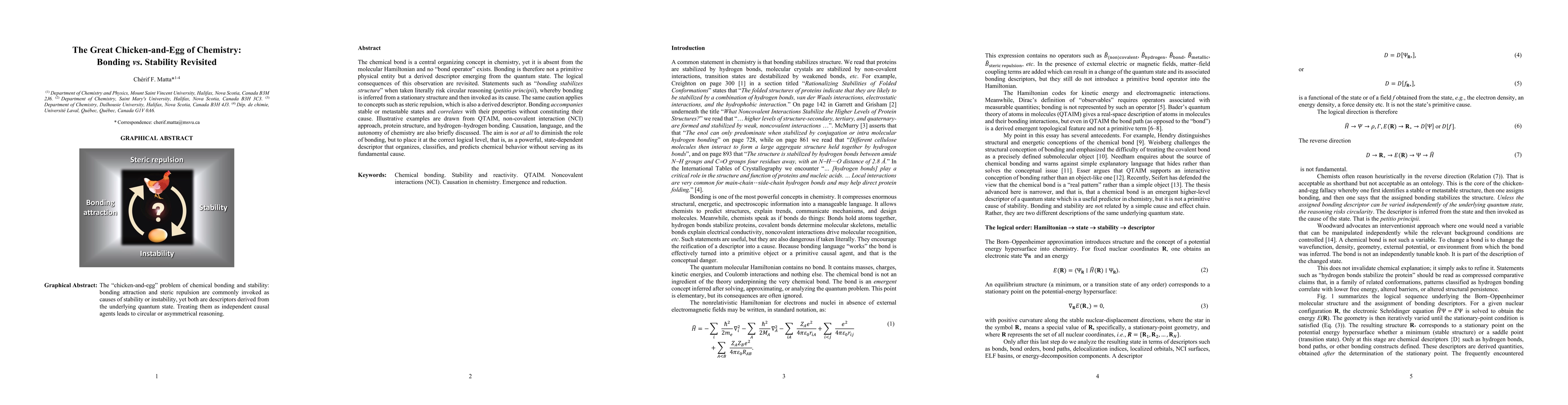 Thumbnail for The Great Chicken-and-Egg of Chemistry: Bonding vs. Stability Revisited