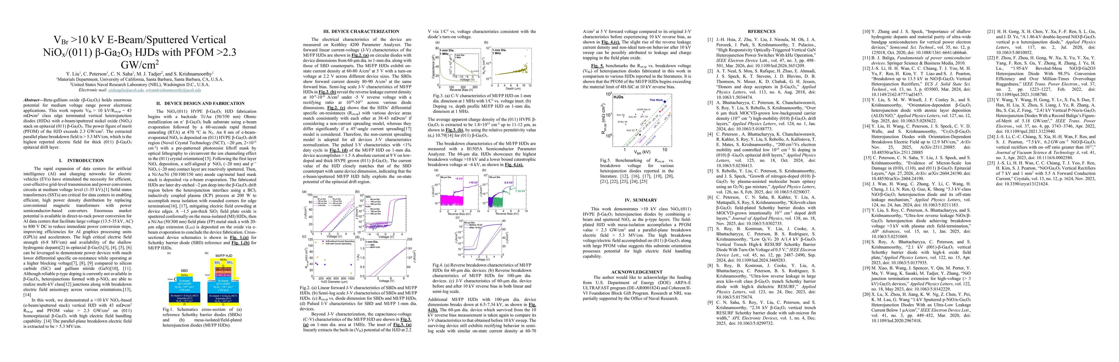 Thumbnail for VBr >10 kV E-Beam/Sputtered Vertical NiOx/(011) β-Ga2O3 HJDs with PFOM >2.3 GW/cm2